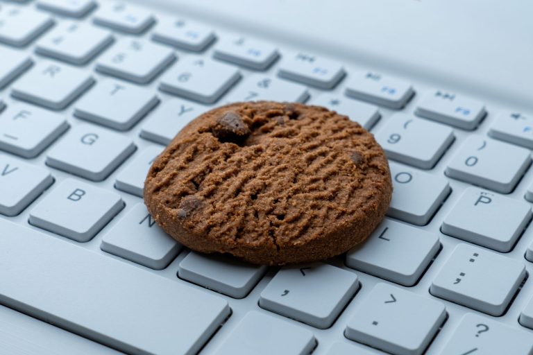 Photo of a cookies on the laptop.