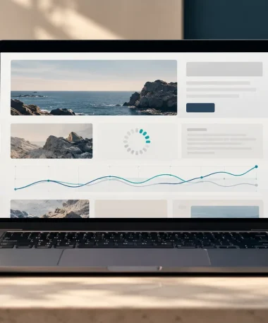 Illustration of a website loading on a laptop